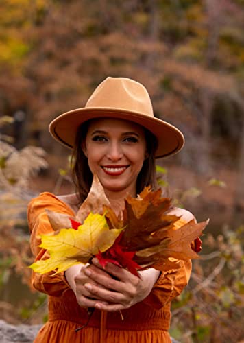 【2 Pack】 Fedora Hats for Women Men Retro Fashionable Classic Wide Brim Womens Felt Fedora Hat - Image 3