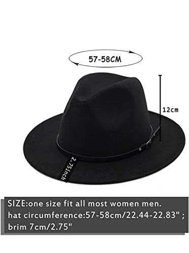 【2 Pack】 Fedora Hats for Women Men Retro Fashionable Classic Wide Brim Womens Felt Fedora Hat - Image 8