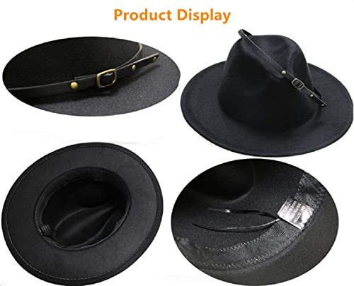 【2 Pack】 Fedora Hats for Women Men Retro Fashionable Classic Wide Brim Womens Felt Fedora Hat - Image 10