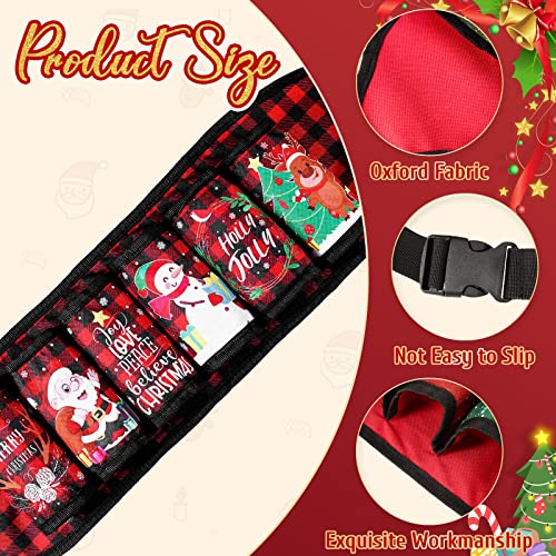 Queekay 6 Pack Christmas Themed Beverage Belt Adjustable Holder Belt Waist Fanny Pack with Buckle for Christmas Men Party Costume (Plaid Style) - Image 3
