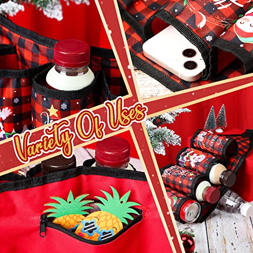 Queekay 6 Pack Christmas Themed Beverage Belt Adjustable Holder Belt Waist Fanny Pack with Buckle for Christmas Men Party Costume (Plaid Style) - Image 5