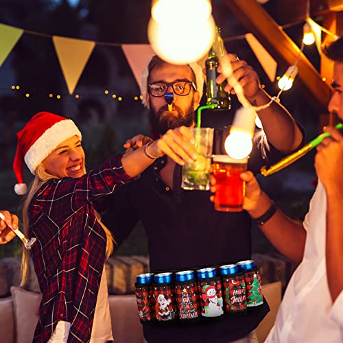 Queekay 6 Pack Christmas Themed Beverage Belt Adjustable Holder Belt Waist Fanny Pack with Buckle for Christmas Men Party Costume (Plaid Style) - Image 7