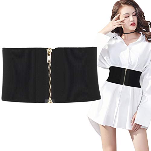 Ayliss Women Wide Elastic Waist Cinch Stretch Fashion Waistband Retro Dress Vintage Belt with Zipper Lady - Image 3