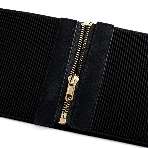 Ayliss Women Wide Elastic Waist Cinch Stretch Fashion Waistband Retro Dress Vintage Belt with Zipper Lady - Image 7