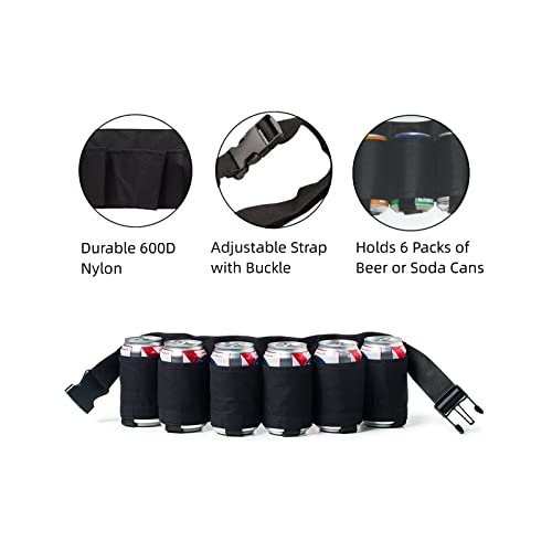 Senvitate Beer Belt, 6 Pack Beer Holster Beverage Belt Holder, Soda Beer Belt Holder for Men Women, Adjustable Beer Waist Pack for Parties and Picnic - Image 5