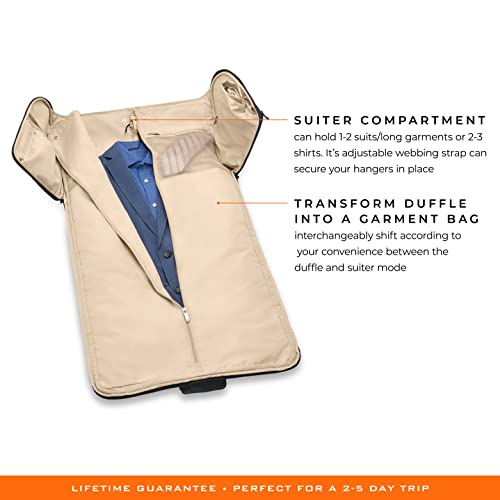 Briggs & Riley 22" Garment Duffle Bag for Travel - Carry On Suit & Dress Bag for Men & Women, Convertible Hanging Garment Weekender Bag with Hook, Separate Shoe Pocket - Baseline Collection, Black - Image 6