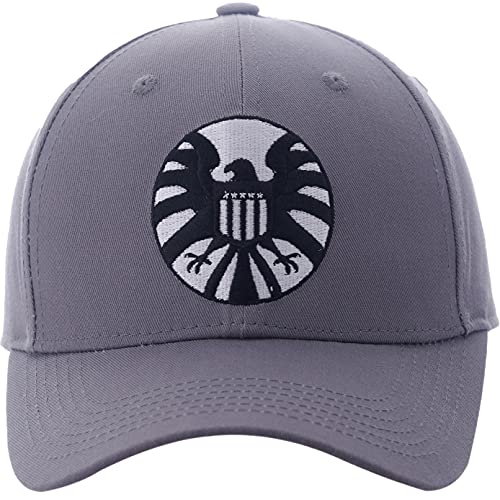 Concept One mens Marvel Shield Cosplay Cotton Adjustable Baseball With Curved Brim Hat, Grey, One Size US