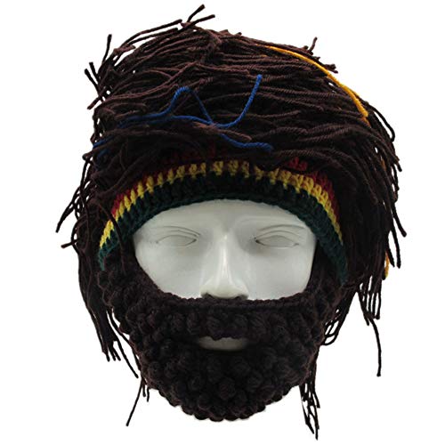 Creative Barbarian Knit Beard Hat Funny Knit Cap Wig Beanie Hats Beard Facemask - Image 3