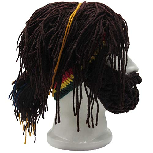 Creative Barbarian Knit Beard Hat Funny Knit Cap Wig Beanie Hats Beard Facemask - Image 4