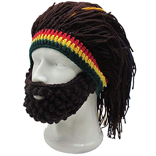 Creative Barbarian Knit Beard Hat Funny Knit Cap Wig Beanie Hats Beard Facemask - Image 6