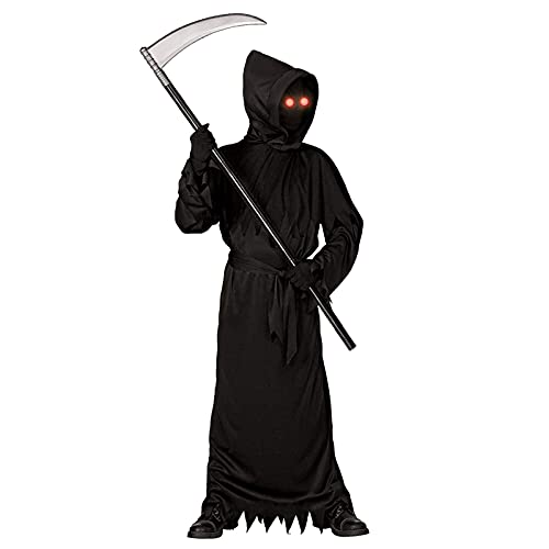 Lomesion Grim Reaper Halloween Costume with Glowing Red Eyes for Adult, Scythe Included - Image 3