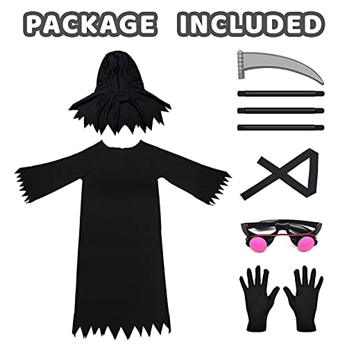 Lomesion Grim Reaper Halloween Costume with Glowing Red Eyes for Adult, Scythe Included - Image 5