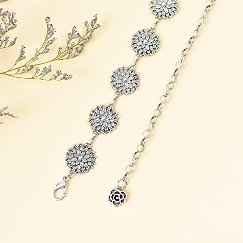 ILuvatar Luvatar Womens Metal Chain Dress Belt Hollow Out Daisy Sweater Belt Decorated Skinny Waist Belt - Image 5