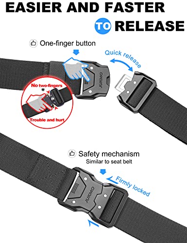 JUKMO Quick Release Tactical Belt, Military Work 1.5" Nylon Web Hiking Belt with Heavy Duty Seatbelt Buckle - Image 3