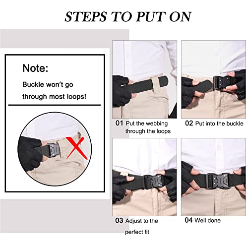 JUKMO Quick Release Tactical Belt, Military Work 1.5" Nylon Web Hiking Belt with Heavy Duty Seatbelt Buckle - Image 6