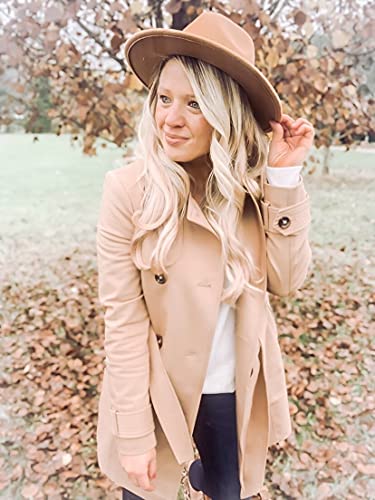 Lanzom Womens Classic Wide Brim Floppy Panama Hat Belt Buckle Wool Fedora Hat - Image 5