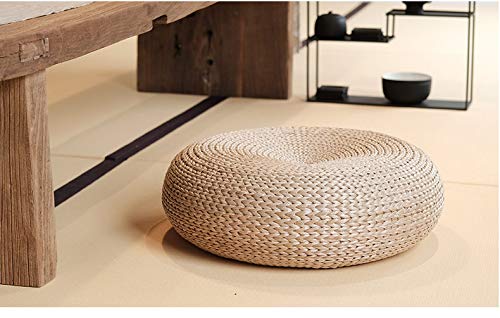 MAHAO Straw Flat Seat Cushion, Handmade Floor Pouf Mat, Ottoman Footstool for Meditation, Zen, Yoga Practice or Buddha - Image 4
