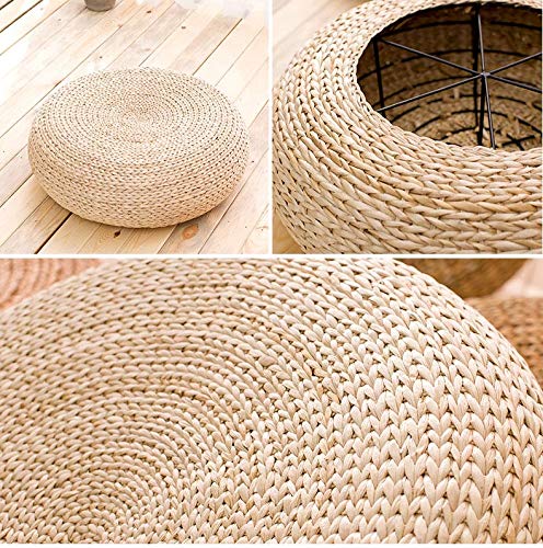 MAHAO Straw Flat Seat Cushion, Handmade Floor Pouf Mat, Ottoman Footstool for Meditation, Zen, Yoga Practice or Buddha - Image 5