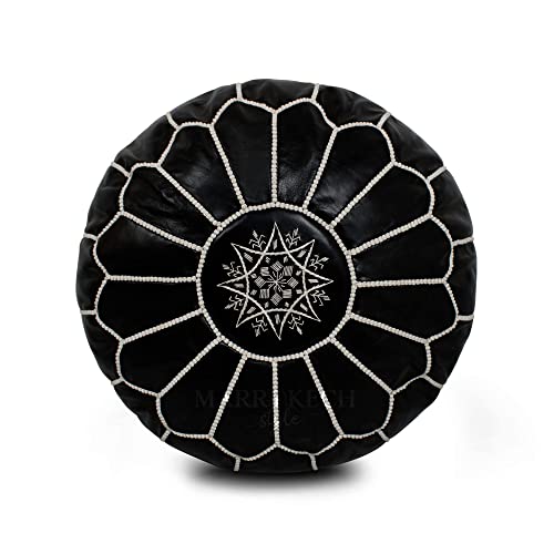 MARRAKESH STYLE Comfortable Leather Ottoman Pouf - Handmade Unstuffed Moroccan Pouf Cover - Square Pouf & Foot Rest Ottoman - Perfect for Living Rooms Bedrooms & Kids Room - Square Brown - Image 5