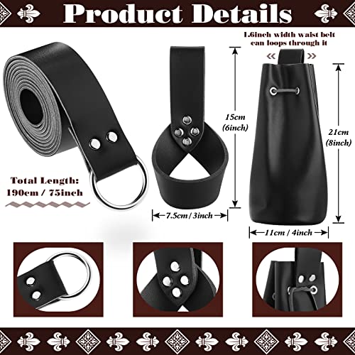 Yerliker Medieval Leather Set Renaissance Costume Accessories Includes Belt, Drawstring Pouch, Scabbard - Image 3