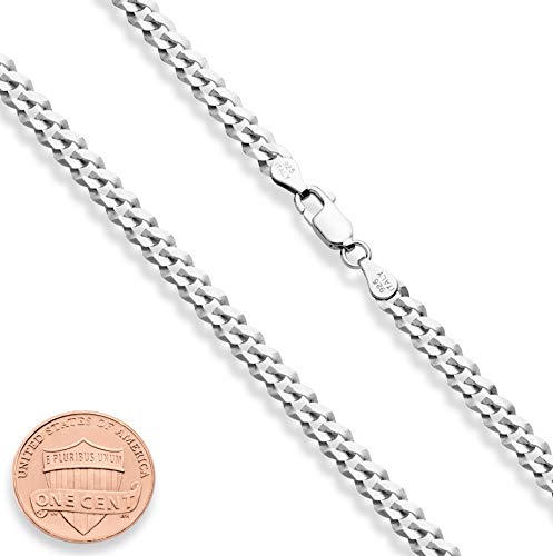 Miabella Solid 925 Sterling Silver Italian 5mm Diamond Cut Cuban Link Curb Chain Necklace for Women Men, Made in Italy - Image 3