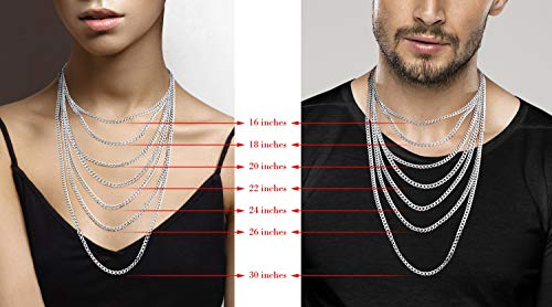 Miabella Solid 925 Sterling Silver Italian 5mm Diamond Cut Cuban Link Curb Chain Necklace for Women Men, Made in Italy - Image 7