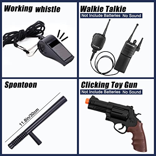 Police Accessories Role Play Set for Kids with Police Badge Toy Belt Handcuffs Baton Walkie Talkie Whistle Police Toys Birthday Gifts Police Officer Costume Dress Up for Boys Girls - Image 3