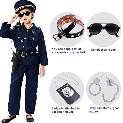 Police Accessories Role Play Set for Kids with Police Badge Toy Belt Handcuffs Baton Walkie Talkie Whistle Police Toys Birthday Gifts Police Officer Costume Dress Up for Boys Girls - Image 4