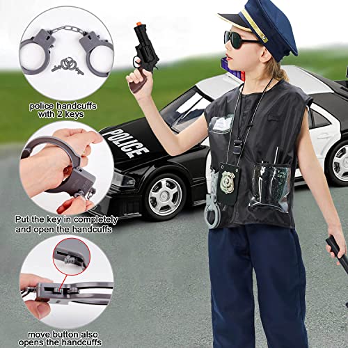 Police Accessories Role Play Set for Kids with Police Badge Toy Belt Handcuffs Baton Walkie Talkie Whistle Police Toys Birthday Gifts Police Officer Costume Dress Up for Boys Girls - Image 5