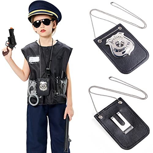 Police Accessories Role Play Set for Kids with Police Badge Toy Belt Handcuffs Baton Walkie Talkie Whistle Police Toys Birthday Gifts Police Officer Costume Dress Up for Boys Girls - Image 6
