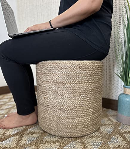 S & L Homes 100% Jute Braided Pouf Ottoman 18" Wide |Best for Living Room Bedroom Nursery - Image 6