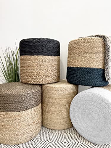 S & L Homes 100% Jute Braided Pouf Ottoman 18" Wide |Best for Living Room Bedroom Nursery - Image 7