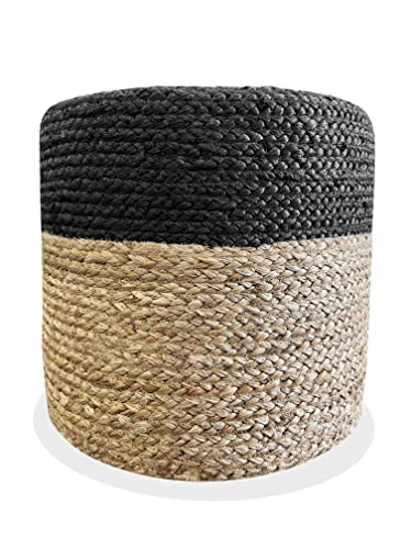 S & L Homes 100% Jute Braided Pouf Ottoman 18" Wide |Best for Living Room Bedroom Nursery