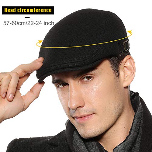 Sumolux Mens Newsboy Cap Winter Beret Hat Cabbie Flat Cap - Image 4