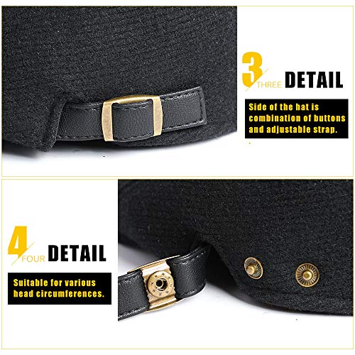Sumolux Mens Newsboy Cap Winter Beret Hat Cabbie Flat Cap - Image 6
