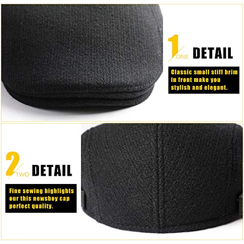 Sumolux Mens Newsboy Cap Winter Beret Hat Cabbie Flat Cap - Image 7
