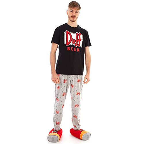 The Simpsons Pajamas Duff Beer Logo Men's Black T-Shirt & Grey Lounge Pants - Image 6