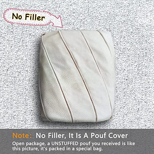 Thgonwid Handmade Storage Pouf Ottoman Foot Stool - Faux Suede Round Floor Cushion 21.6"x13" for Living Room, Bedroom, Wedding Decor, Unstuffed - Image 3