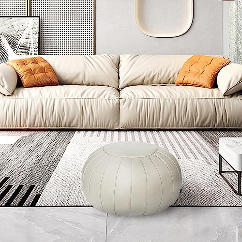 Thgonwid Handmade Storage Pouf Ottoman Foot Stool - Faux Suede Round Floor Cushion 21.6"x13" for Living Room, Bedroom, Wedding Decor, Unstuffed - Image 6