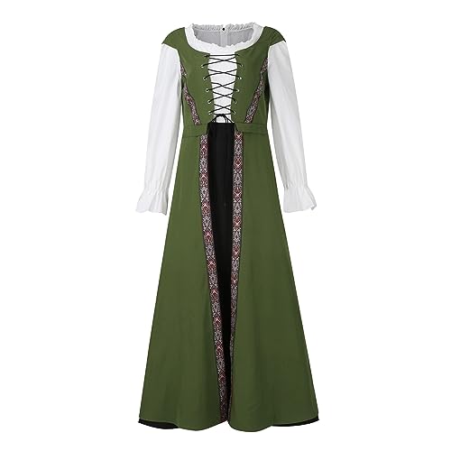 Womens Renaissance Dress 2023 Trendy Ruffle Bell Sleeve Square Neck Tie Up Dress Classic Vintage Victorian Dress - Image 5