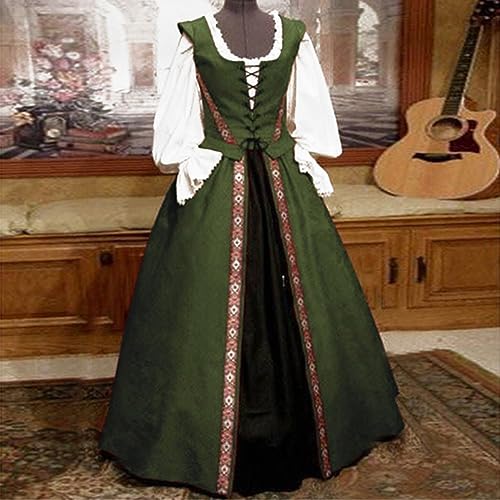 Womens Renaissance Dress 2023 Trendy Ruffle Bell Sleeve Square Neck Tie Up Dress Classic Vintage Victorian Dress - Image 6