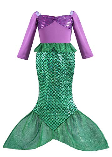 ALIZIWAY Little Girl Mermaid Princess Dresses Ariel Costume for Grils Birthday Party Halloween Cosplay Costumes