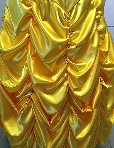 Ainiel Women's Cosplay Costume Princess Dress Yellow Satin - Image 8