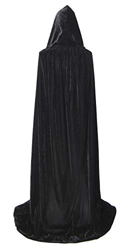 BIGXIAN Long Hooded Cloak Velvet Cape Witch Costume Halloween Costumes for Women Men - Image 4