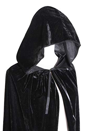 BIGXIAN Long Hooded Cloak Velvet Cape Witch Costume Halloween Costumes for Women Men - Image 6
