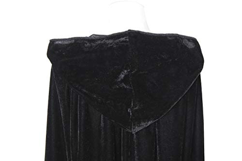 BIGXIAN Long Hooded Cloak Velvet Cape Witch Costume Halloween Costumes for Women Men - Image 9