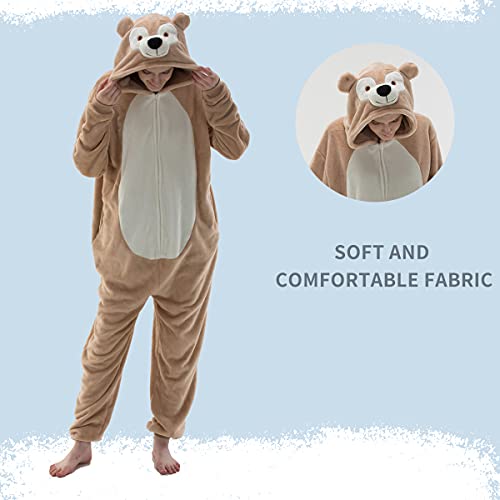 COSUSKET Snug Fit Flannel Duffy Bear Onesie Pajamas, Halloween Walrus Animal One Piece Costume - Image 3
