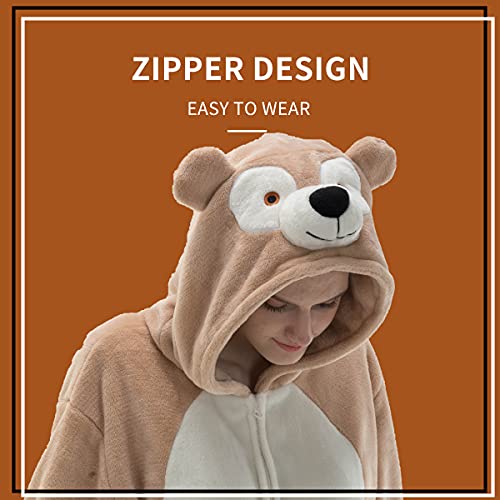 COSUSKET Snug Fit Flannel Duffy Bear Onesie Pajamas, Halloween Walrus Animal One Piece Costume - Image 4