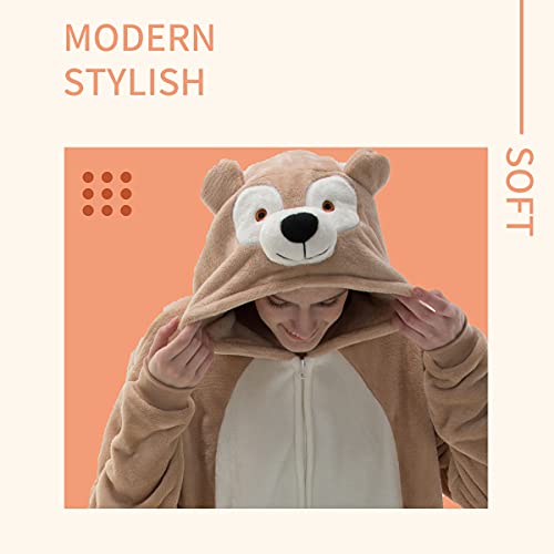 COSUSKET Snug Fit Flannel Duffy Bear Onesie Pajamas, Halloween Walrus Animal One Piece Costume - Image 6