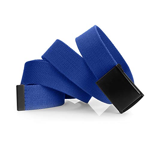 Mile High Life Cut To Fit Canvas Web Belt Size Up to 52" with Flip-Top Solid Black Military Buckle - Image 5